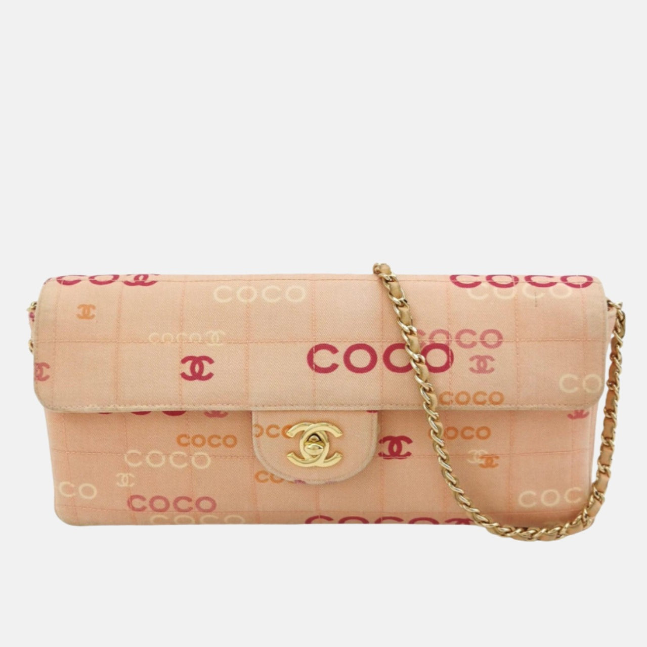 Chanel East West Chocolate Bar Denim Coco Pink Handbag