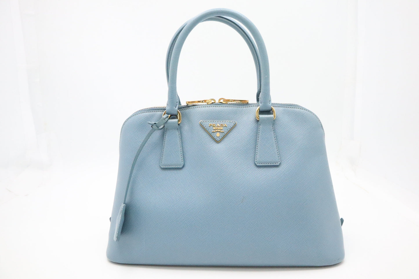 Prada Lux Promenade In Light Saffiano Handbag Leather Blue Travel Bag