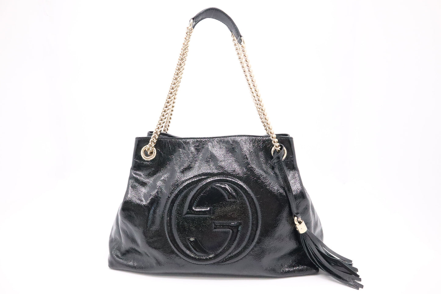 Gucci Soho Leather Patent Black Chain Shoulder Bag