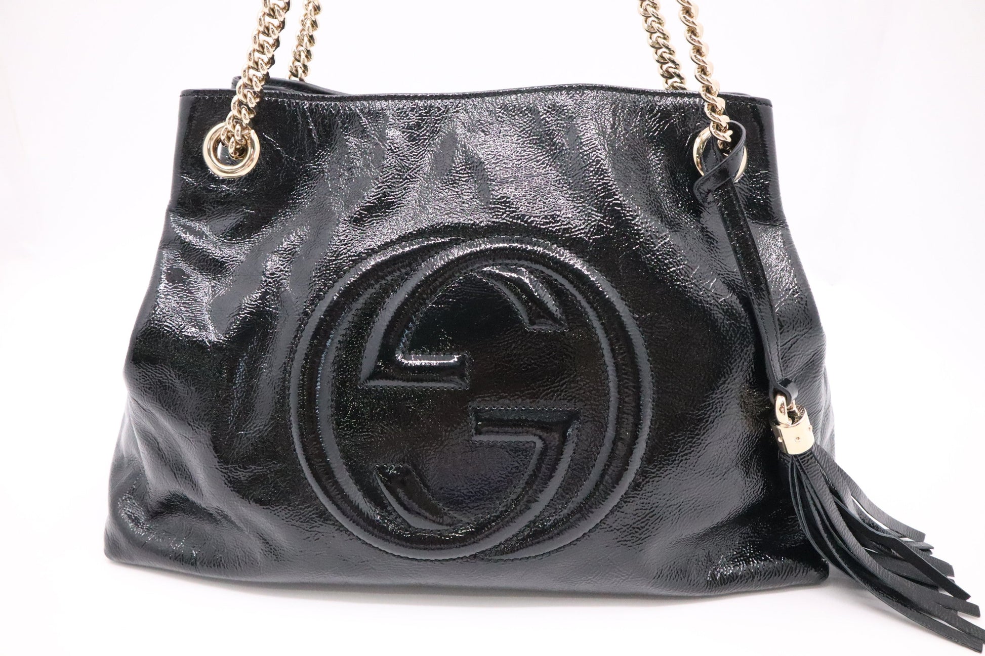 Gucci Soho Leather Patent Black Chain Shoulder Bag