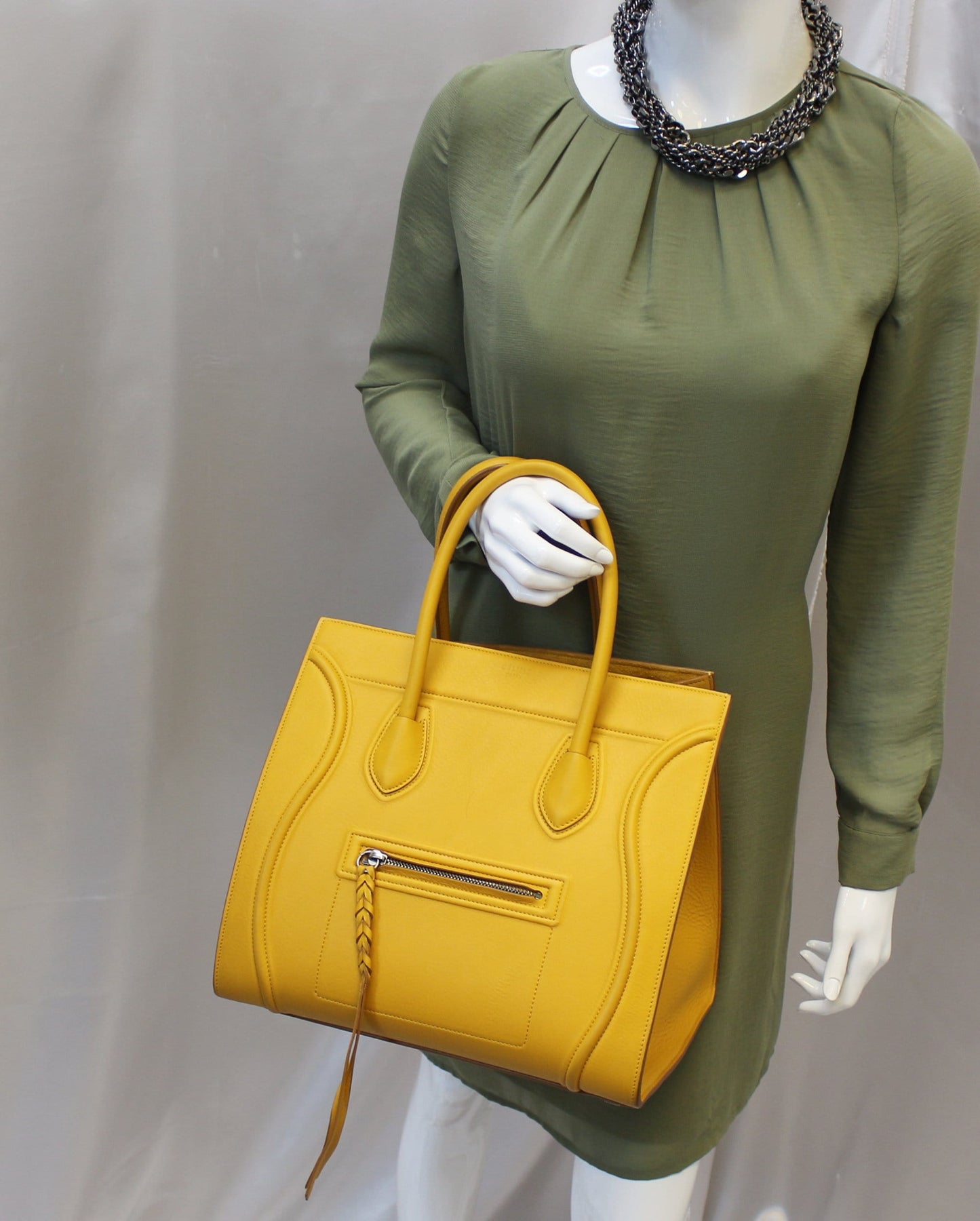 Celine Yellow Phantom Luggage Tote Bag Leather Medium