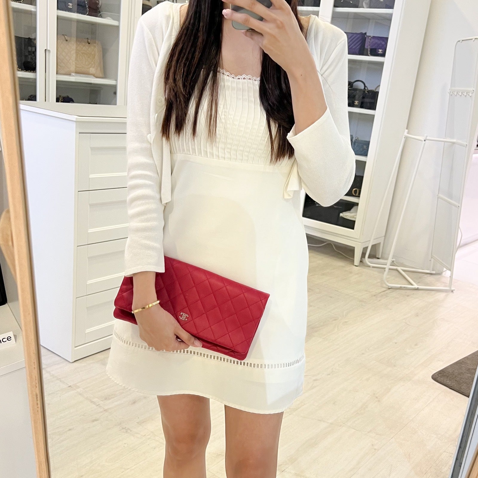 Chanel Foldover Clutch in Dark Pink Lambskin and Shw