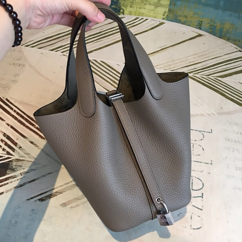 Top Quality Picotin Lock Grey Clementop Quality Travel Bag