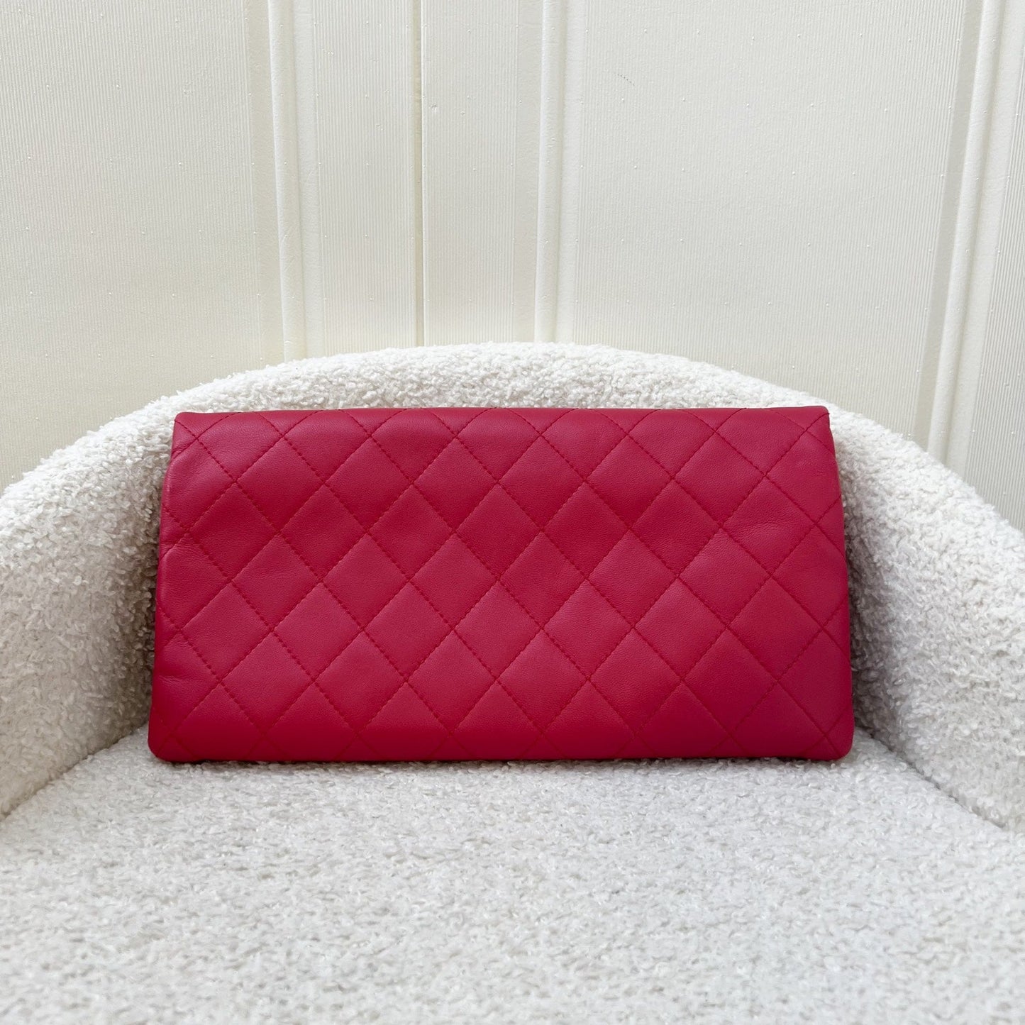 Chanel Foldover Clutch in Dark Pink Lambskin and SHW