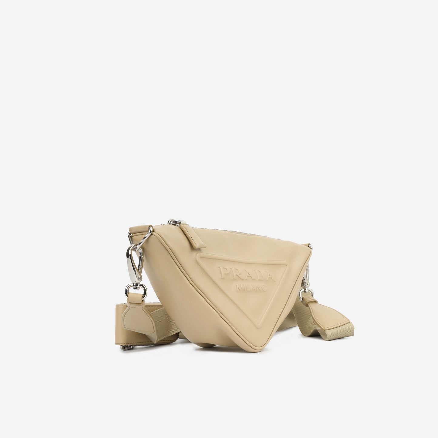 Prada Triangle Crossbody Beige Crossbody Bag