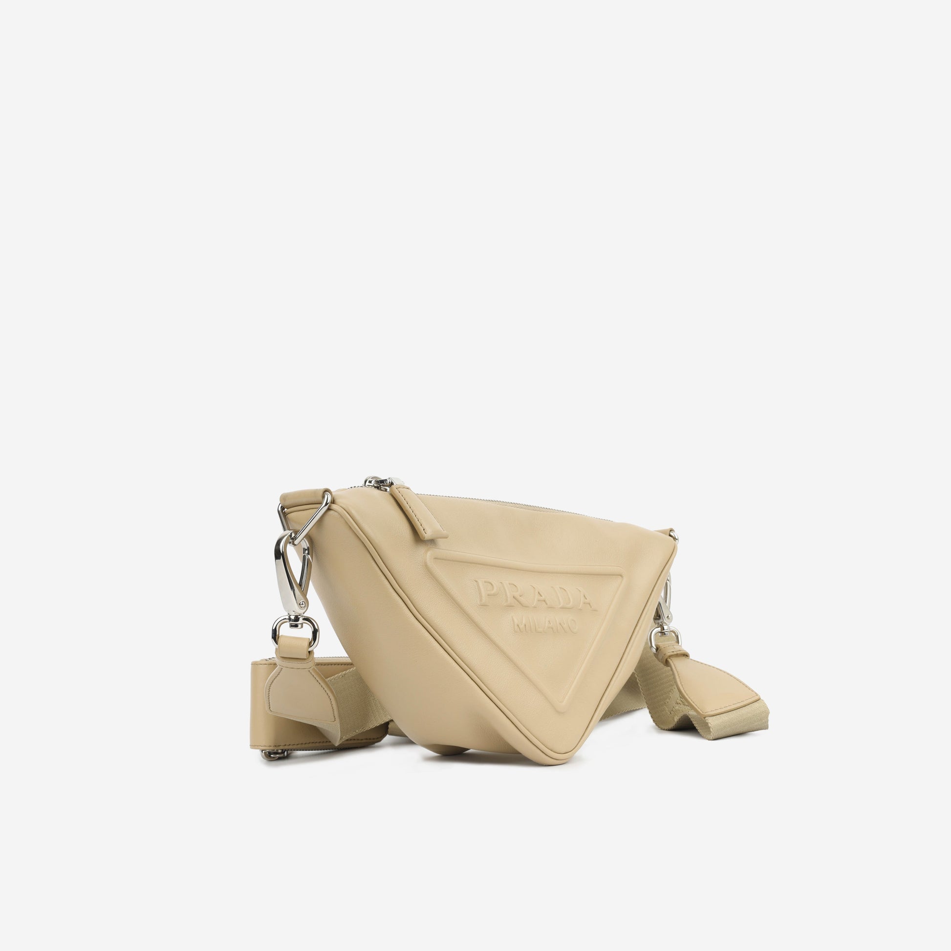 Prada Triangle Crossbody Beige Crossbody Bag