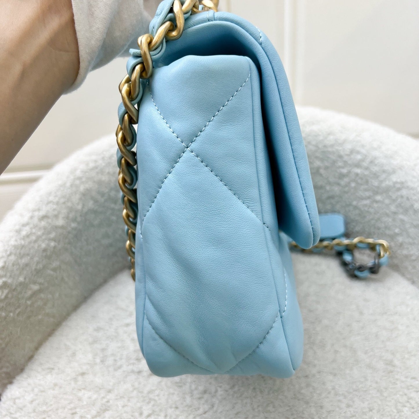 Chanel 19 Small Flap in Sky Blue Lambskin and 3 Tone Hardware ( ) Handbag