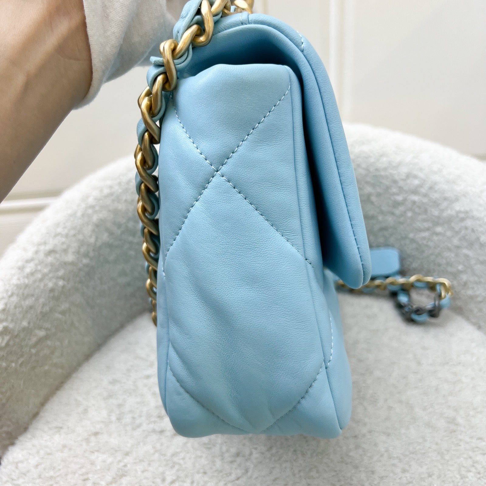 Chanel 19 Small Flap in Sky Blue Lambskin and 3 Tone Hardware ( ) Handbag