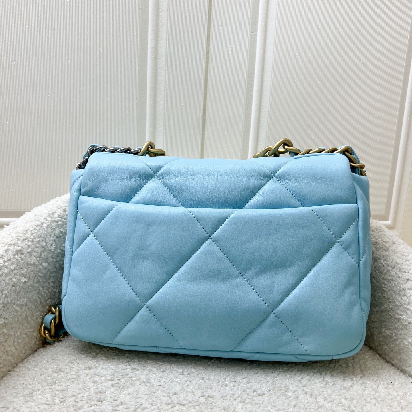 Chanel 19 Small Flap in Sky Blue Lambskin and 3 Tone Hardware ( ) Handbag