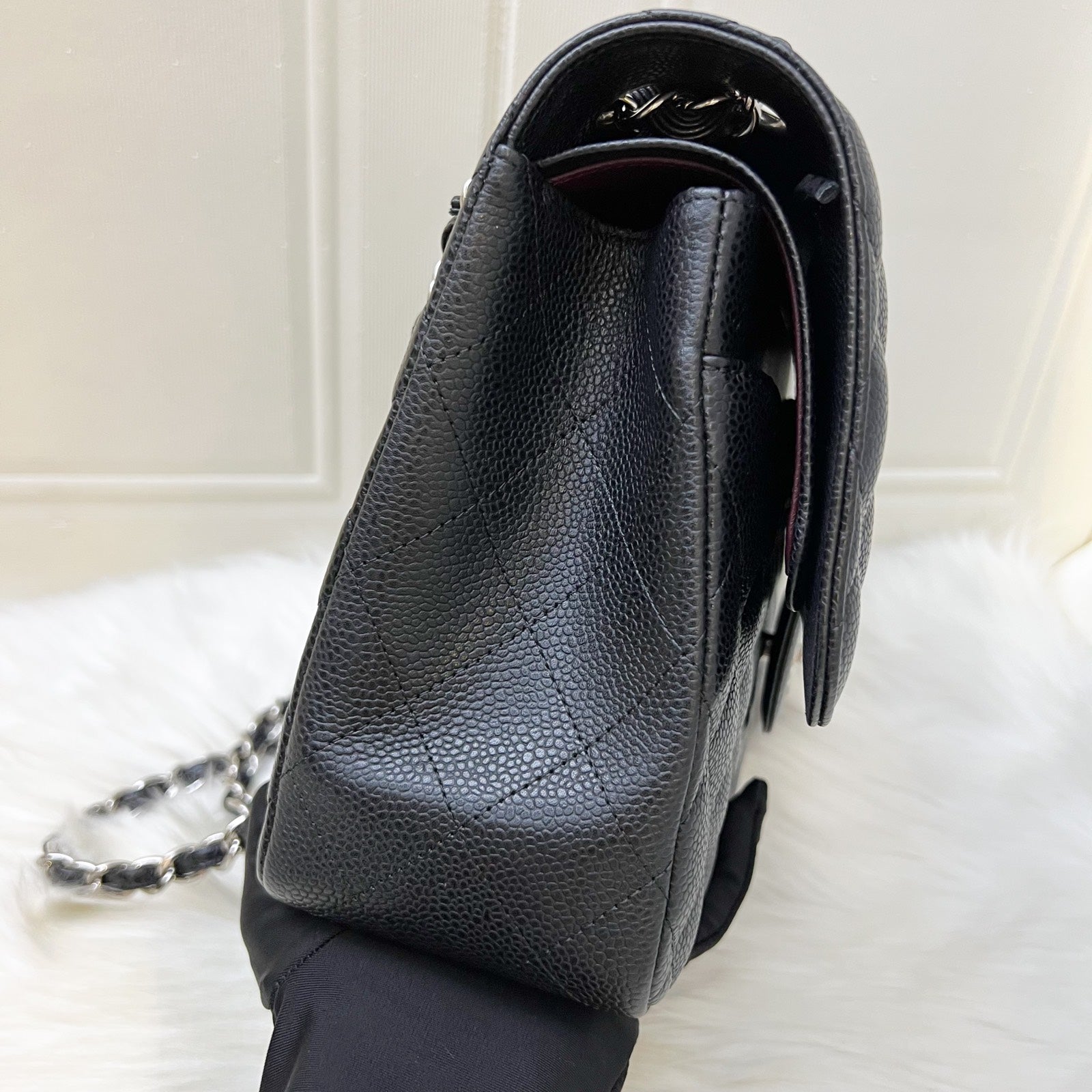 Chanel [full Set 2018] Jumbo Classic Flap Df in Black Caviar and Shw Handbag