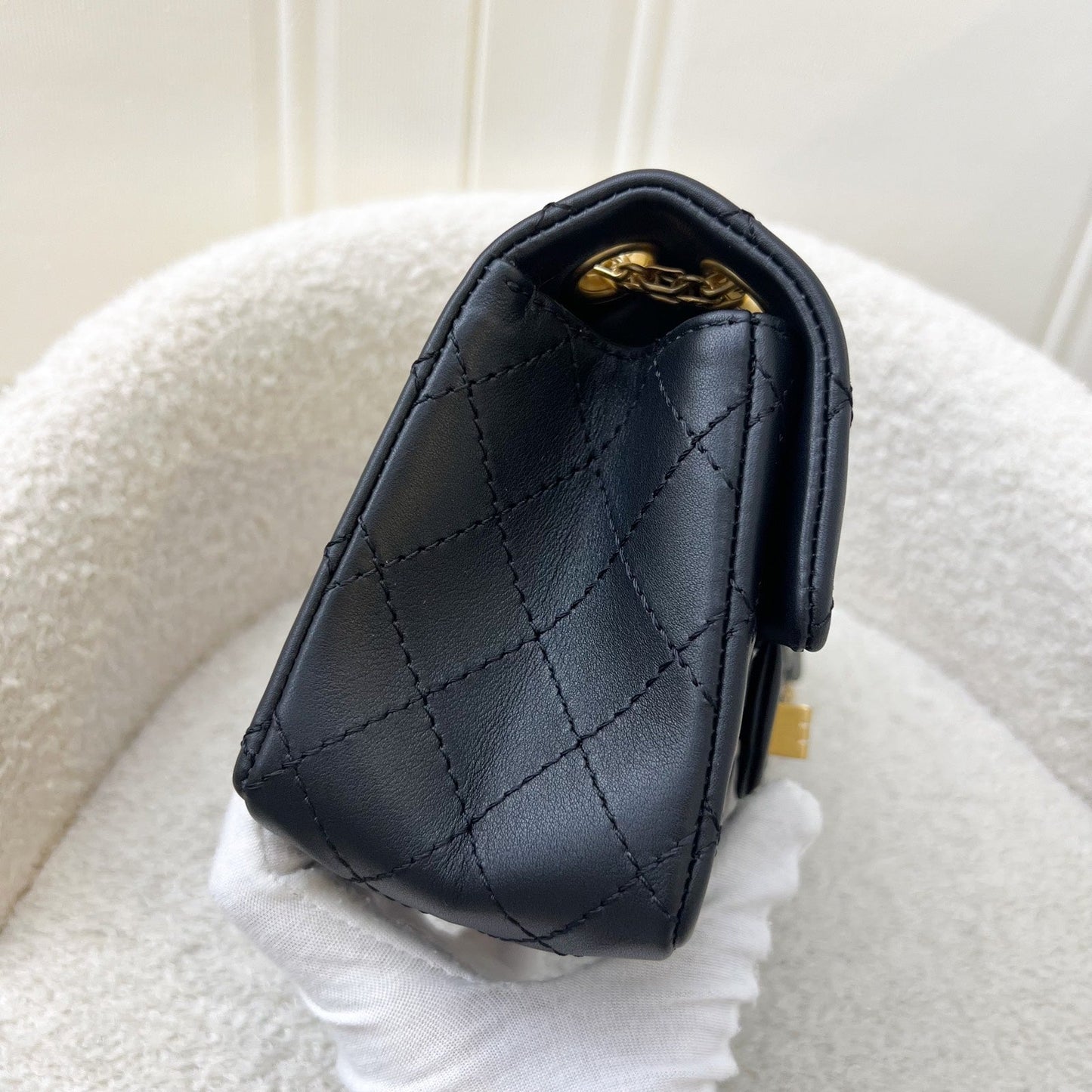 Chanel Classic 2.55 Reissue Mini Flap in Black Distressed Calfskin Aghw ( ) Handbag