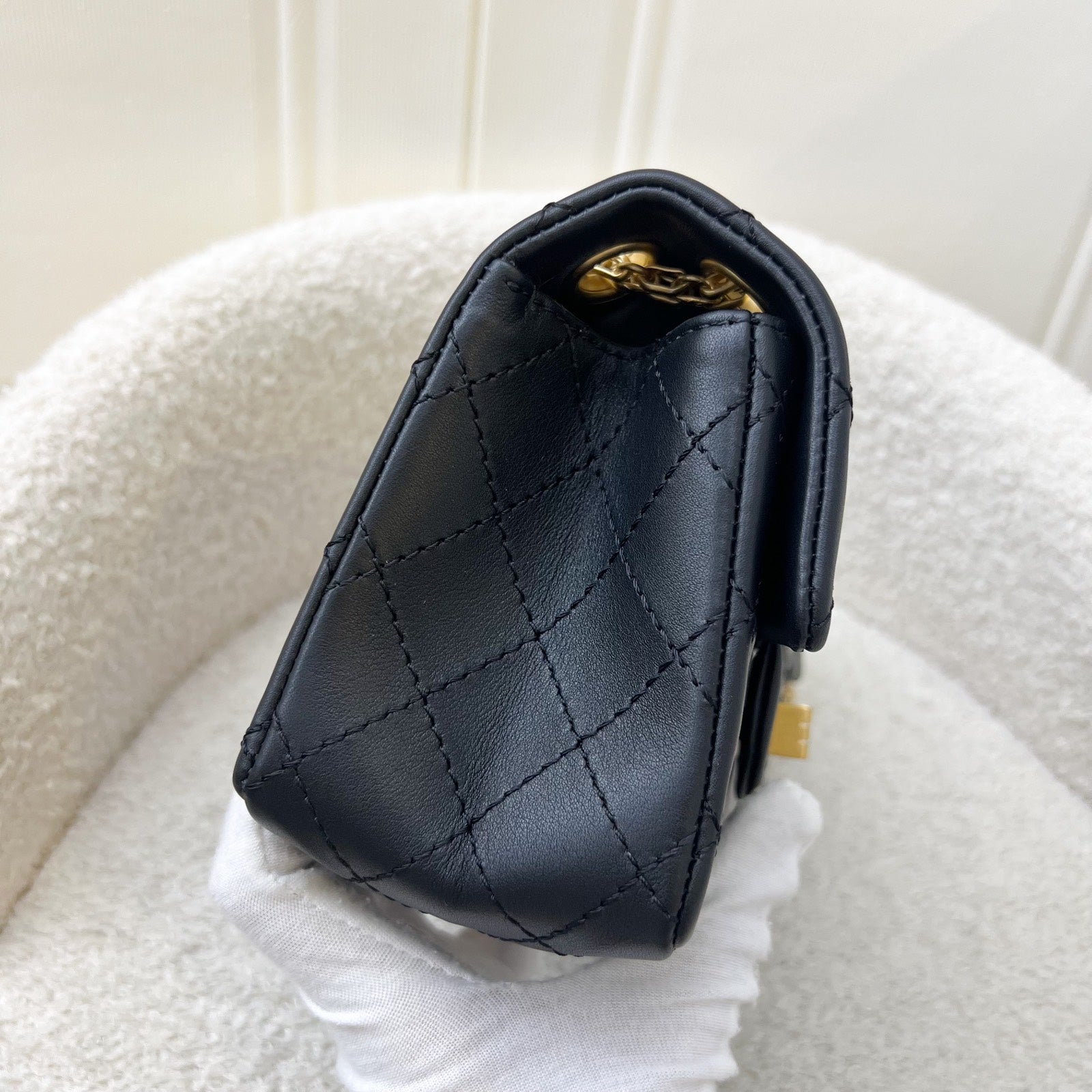 Chanel Classic 2.55 Reissue Mini Flap in Black Distressed Calfskin Aghw ( ) Handbag