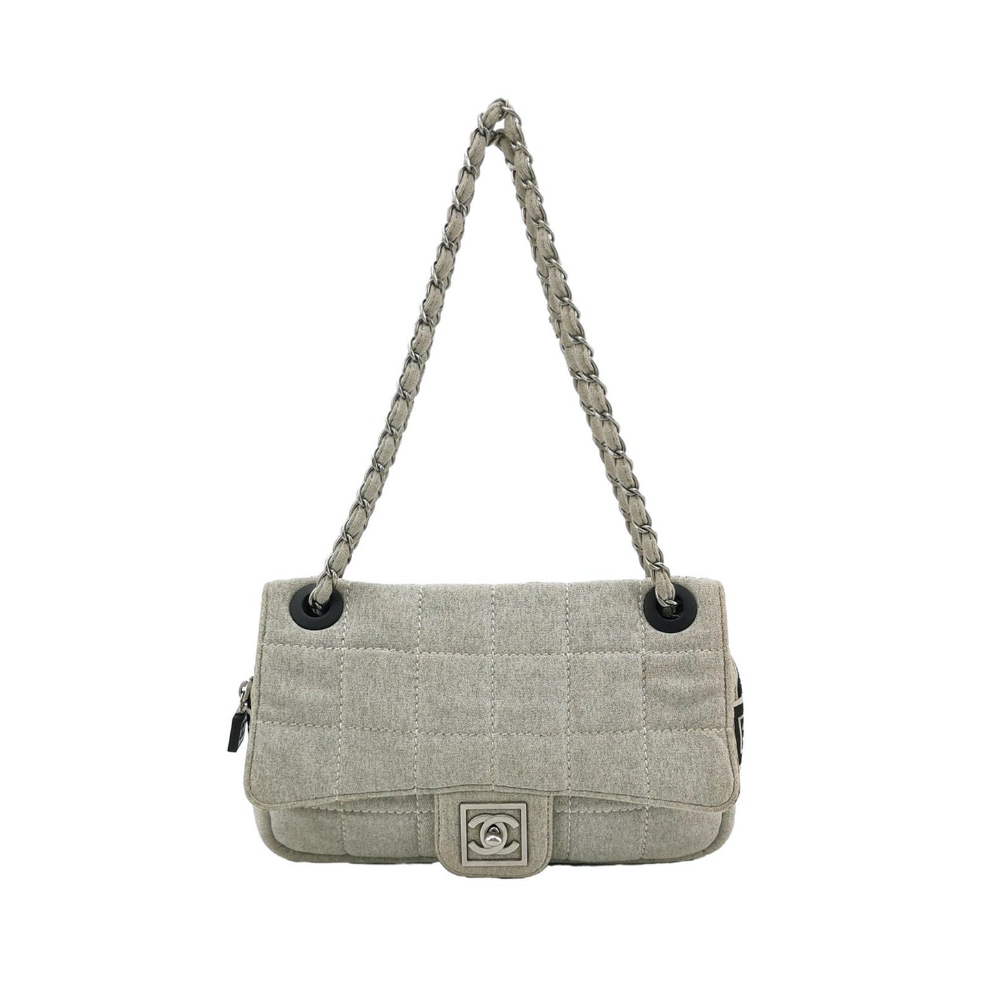 Chanel Classic Flap Cloth Grey Handbag