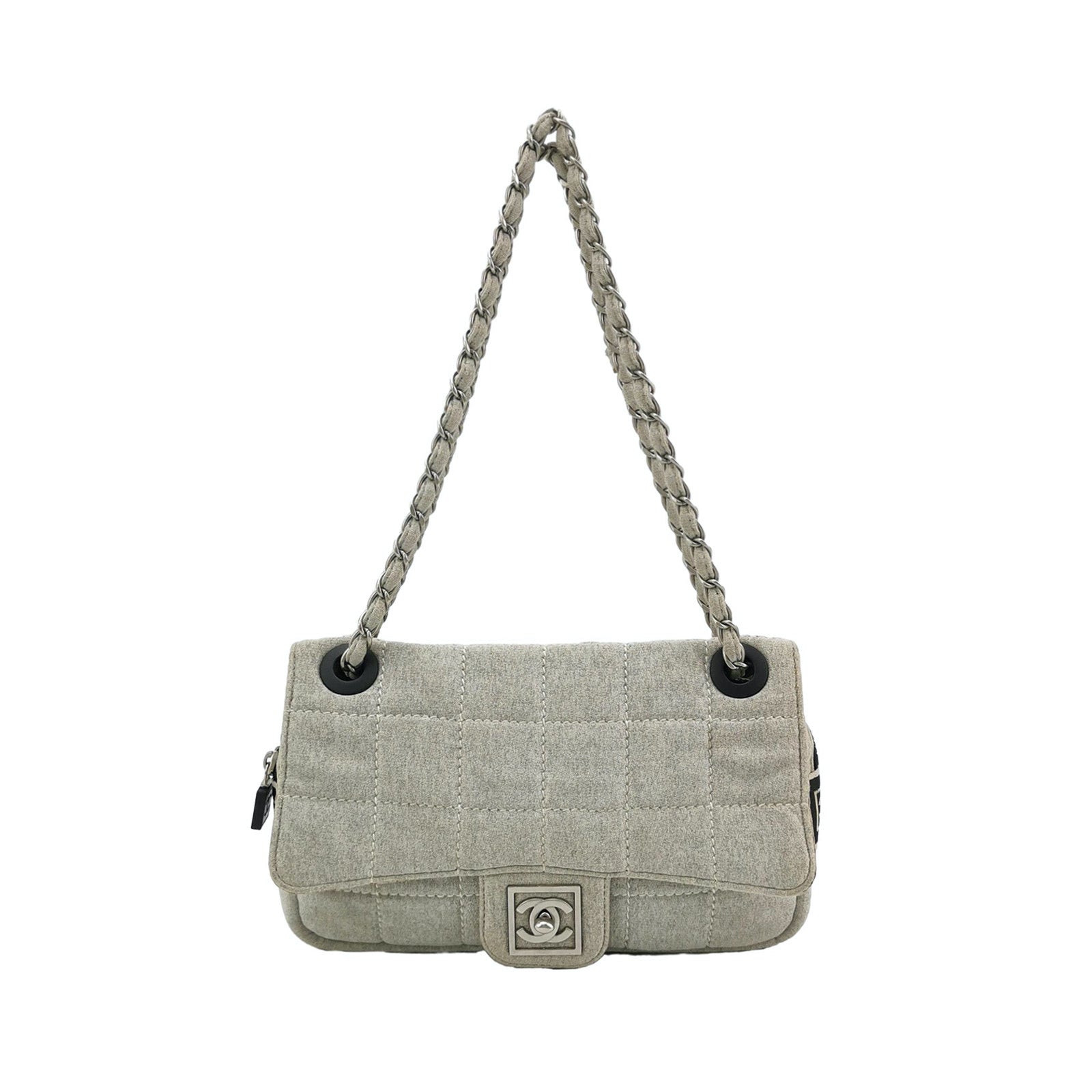 Chanel Classic Flap Cloth Grey Handbag