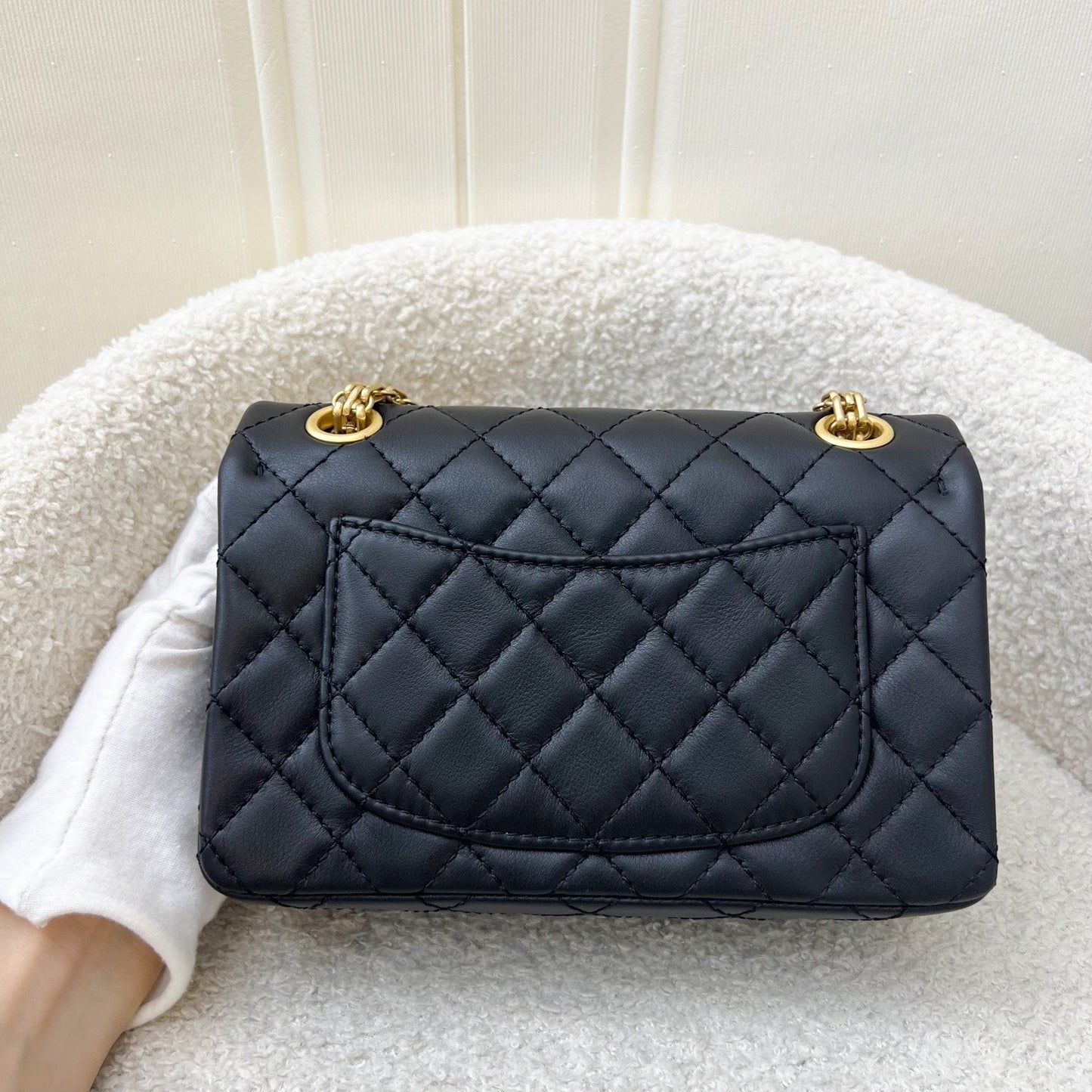 Chanel Classic 2.55 Reissue Mini Flap in Black Distressed Calfskin Aghw ( ) Handbag