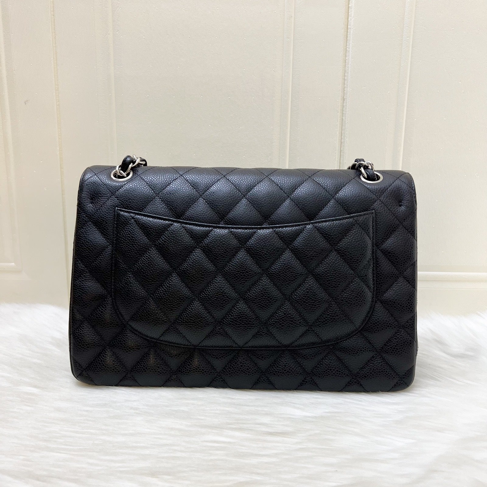 [full Set - 2018] Chanel Jumbo Classic Flap Df In Black Caviar And Shw