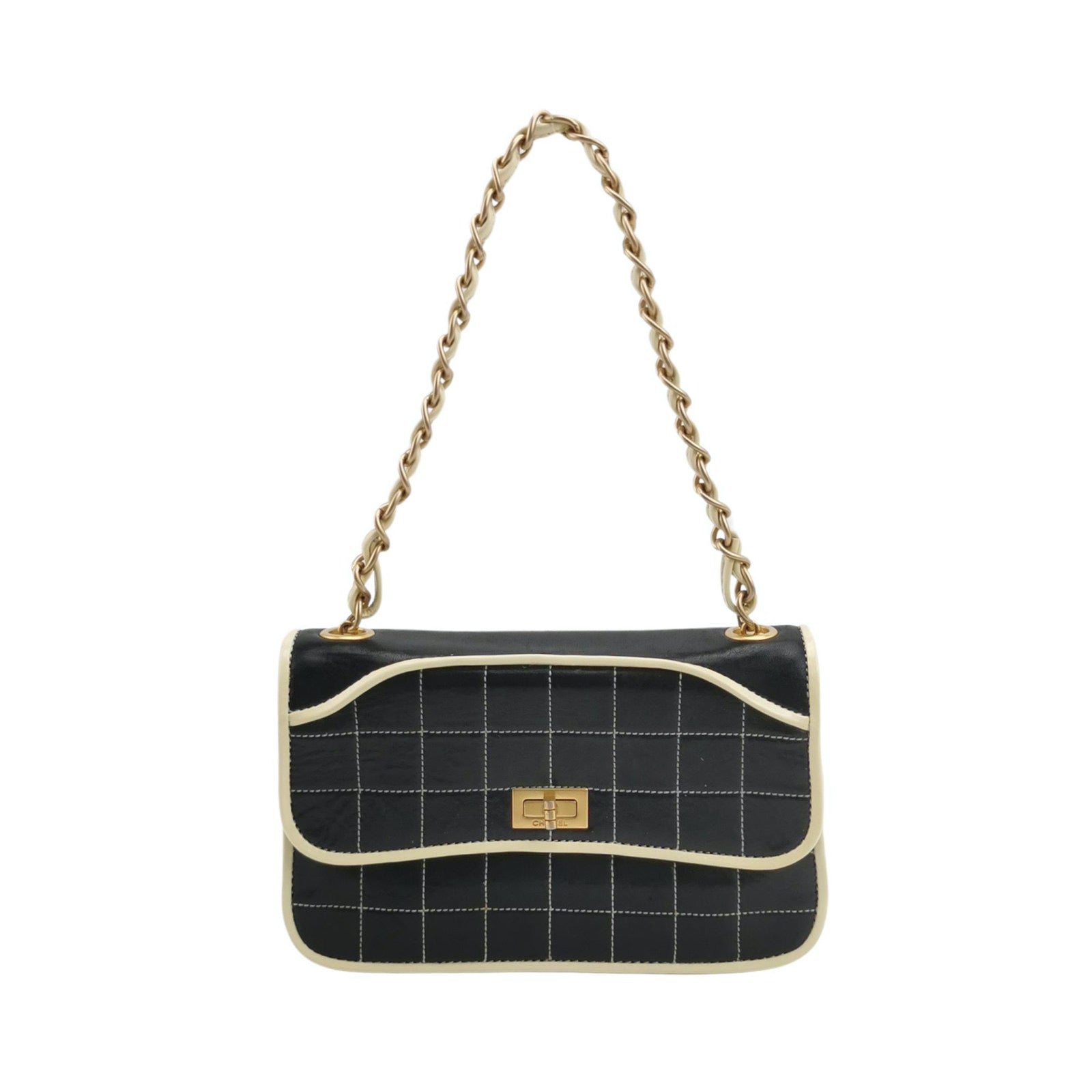 Chanel Chocolate Bar Black Leather Shoulder Bag