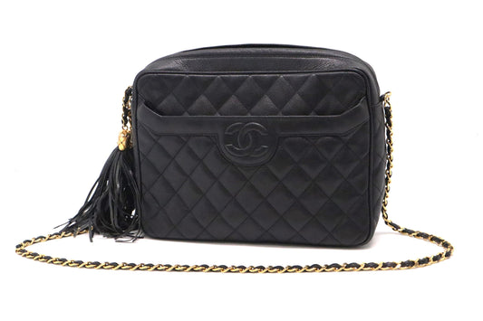 Chanel Camera Caviar Black Leather Crossbody Bag