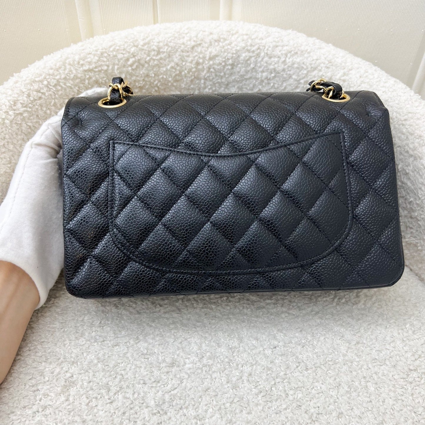 Chanel Small Classic Flap Cf In Black Caviar And Ghw