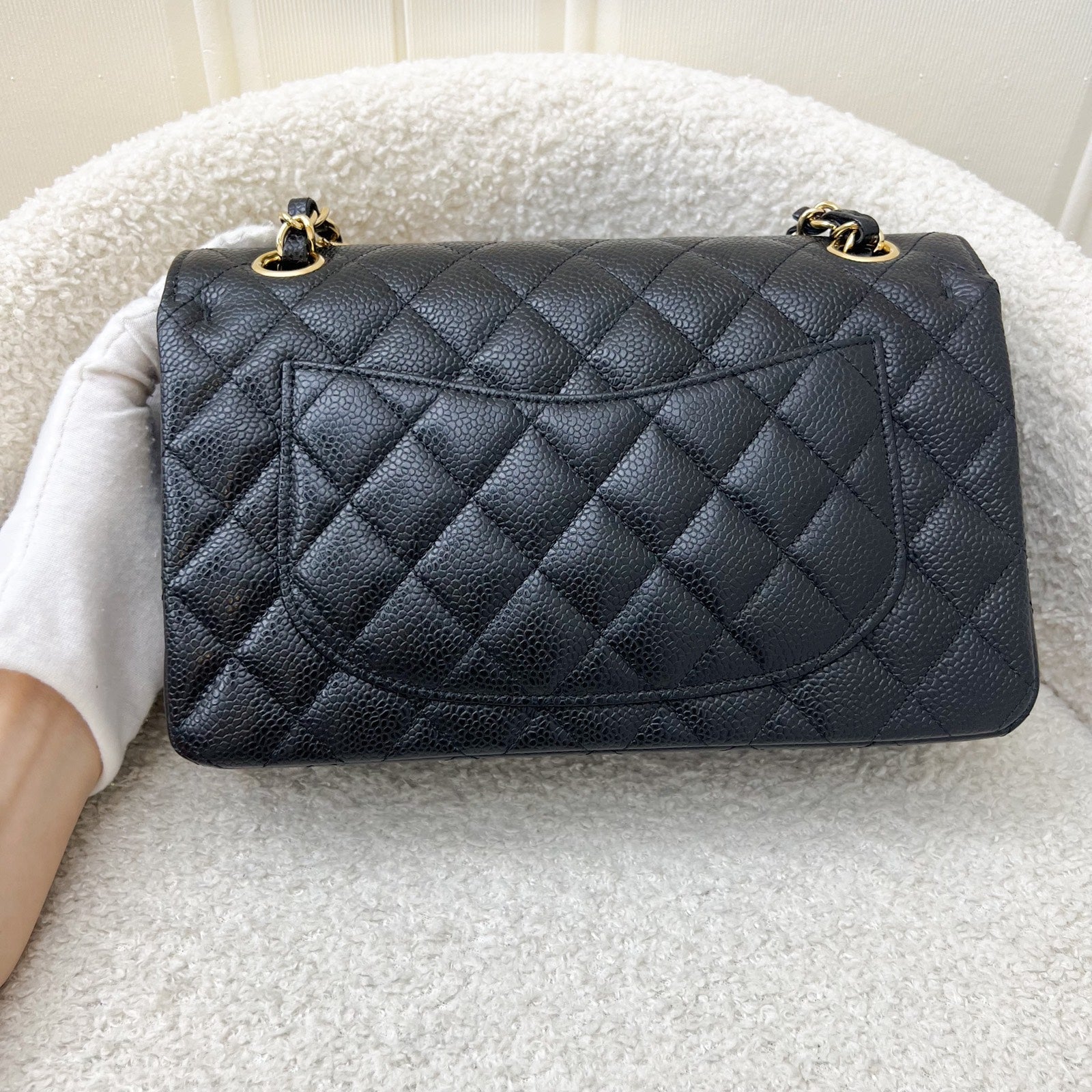 Chanel Small Classic Flap Cf in Black Caviar and Ghw Handbag