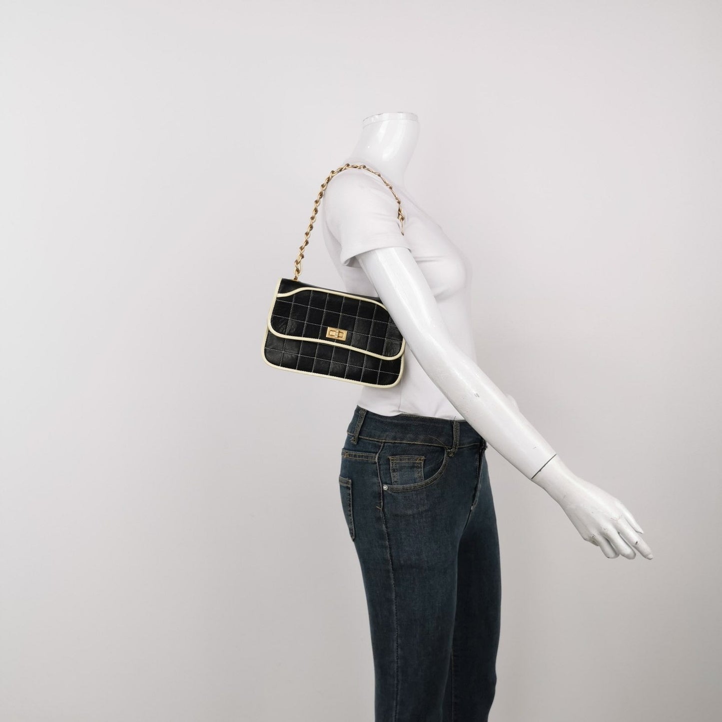Chanel Chocolate Bar Black Leather Shoulder Bag
