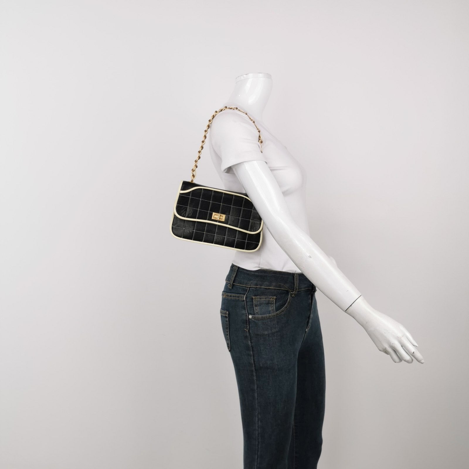 Chanel Chocolate Bar Black Leather Shoulder Bag