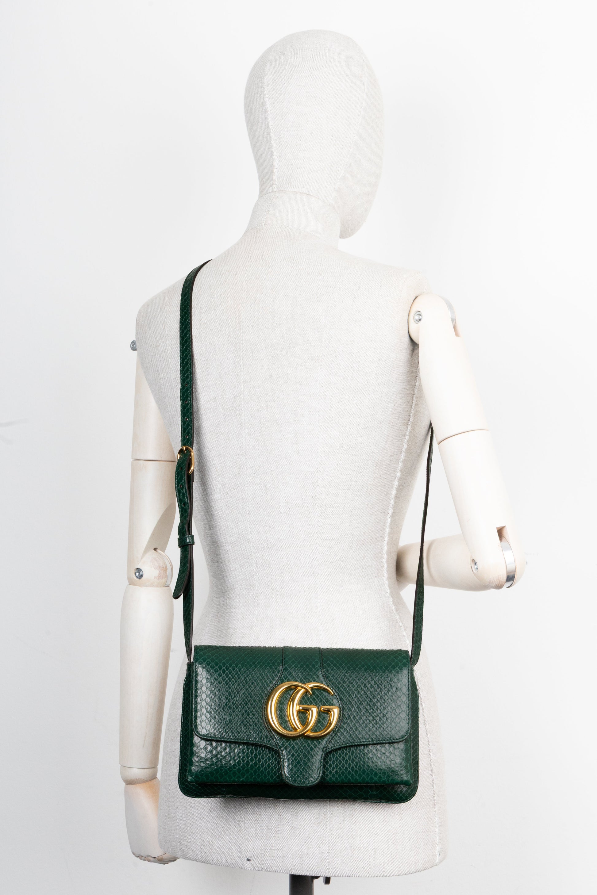GUCCI Small Arli Crossbody Bag Python Green