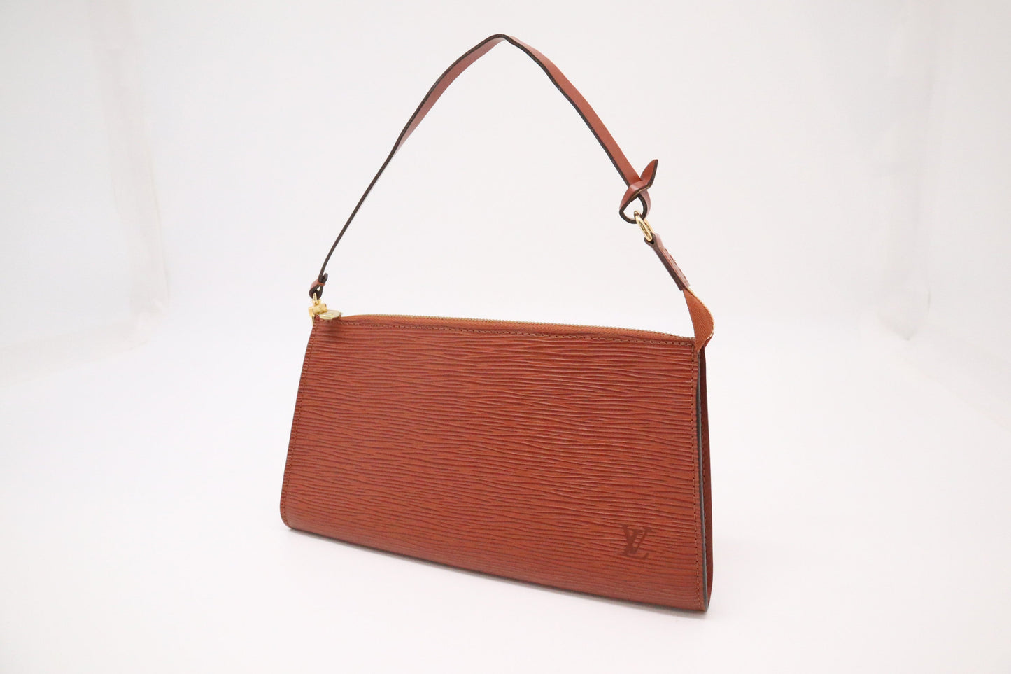 Louis Vuitton Pochette Epi Leather Brown Clutch Bag