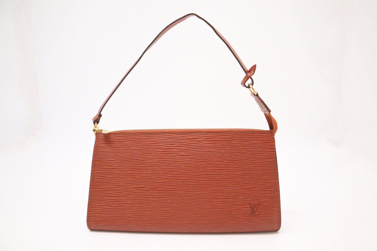 Louis Vuitton Pochette Epi Leather Brown Clutch Bag