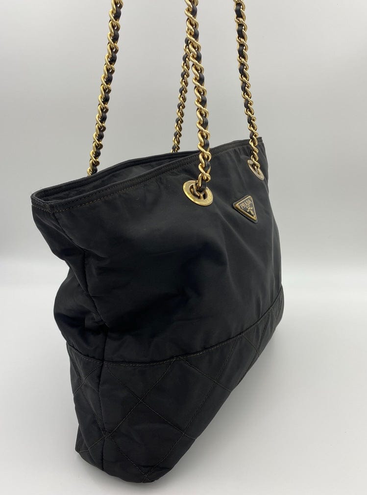 Prada Tote With Handle Nylon Chain Tote Bag Chain Handle 3
