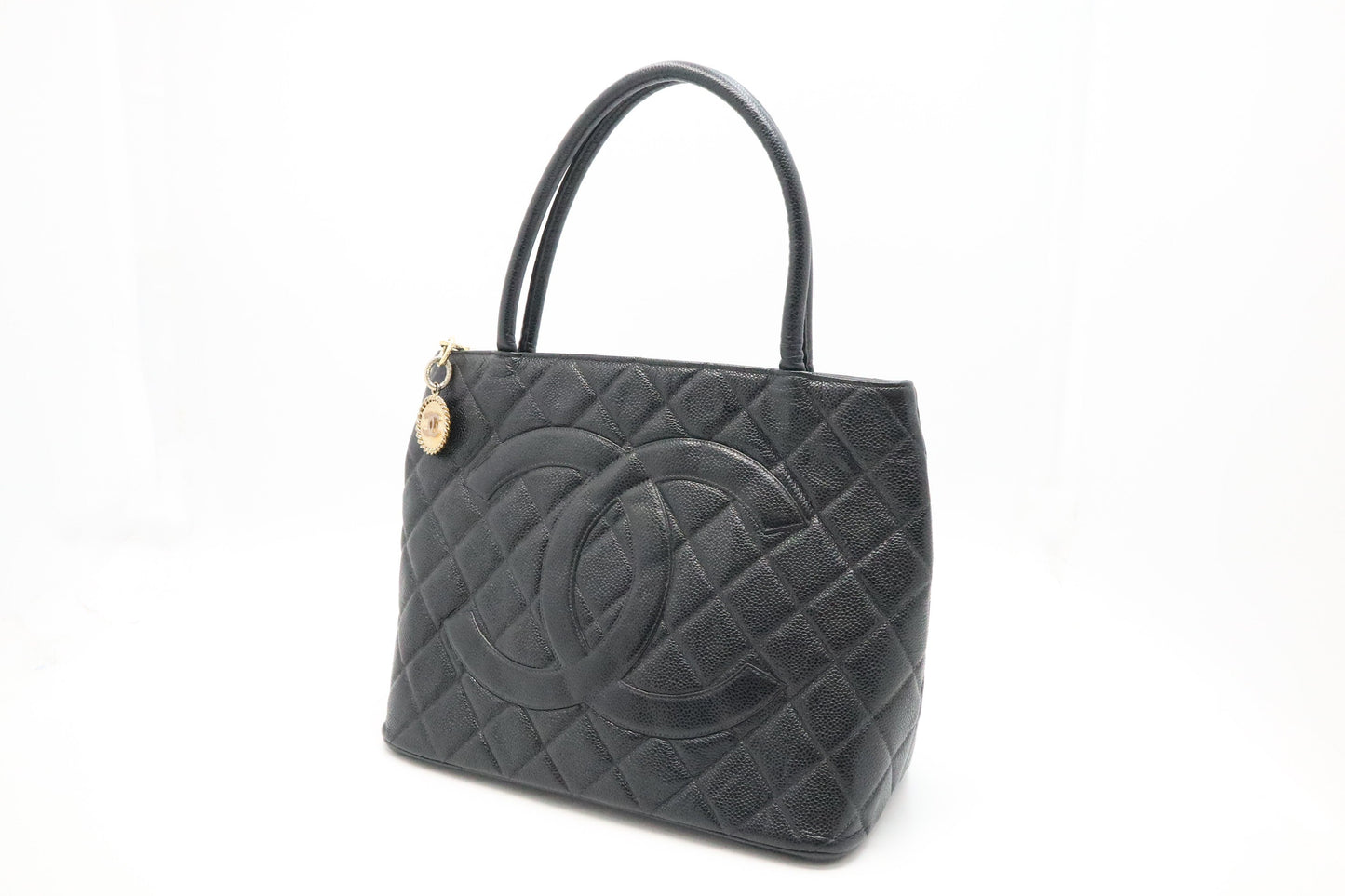 Chanel Medaillon Caviar Black Leather Tote Bag