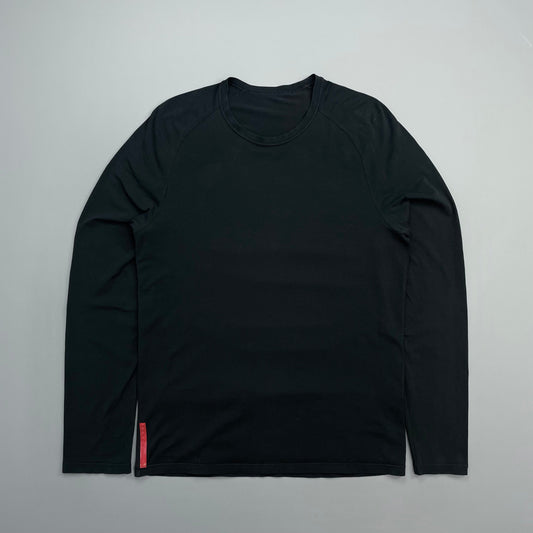 Prada Handbag Sport 00s Long Sleeve Rear Pocket Elastane Black Elastane T Shirt