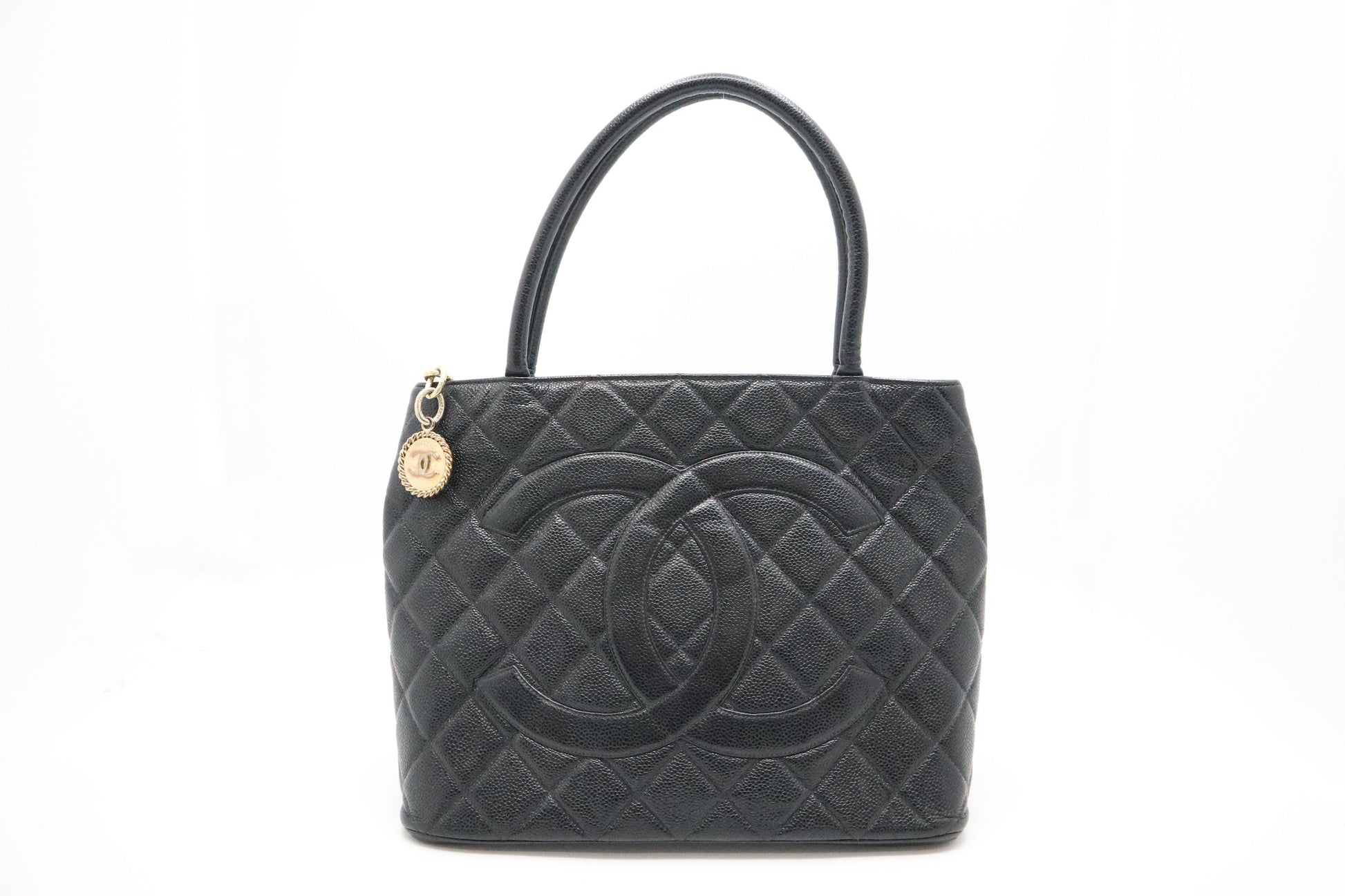 Chanel Medaillon Caviar Black Leather Tote Bag