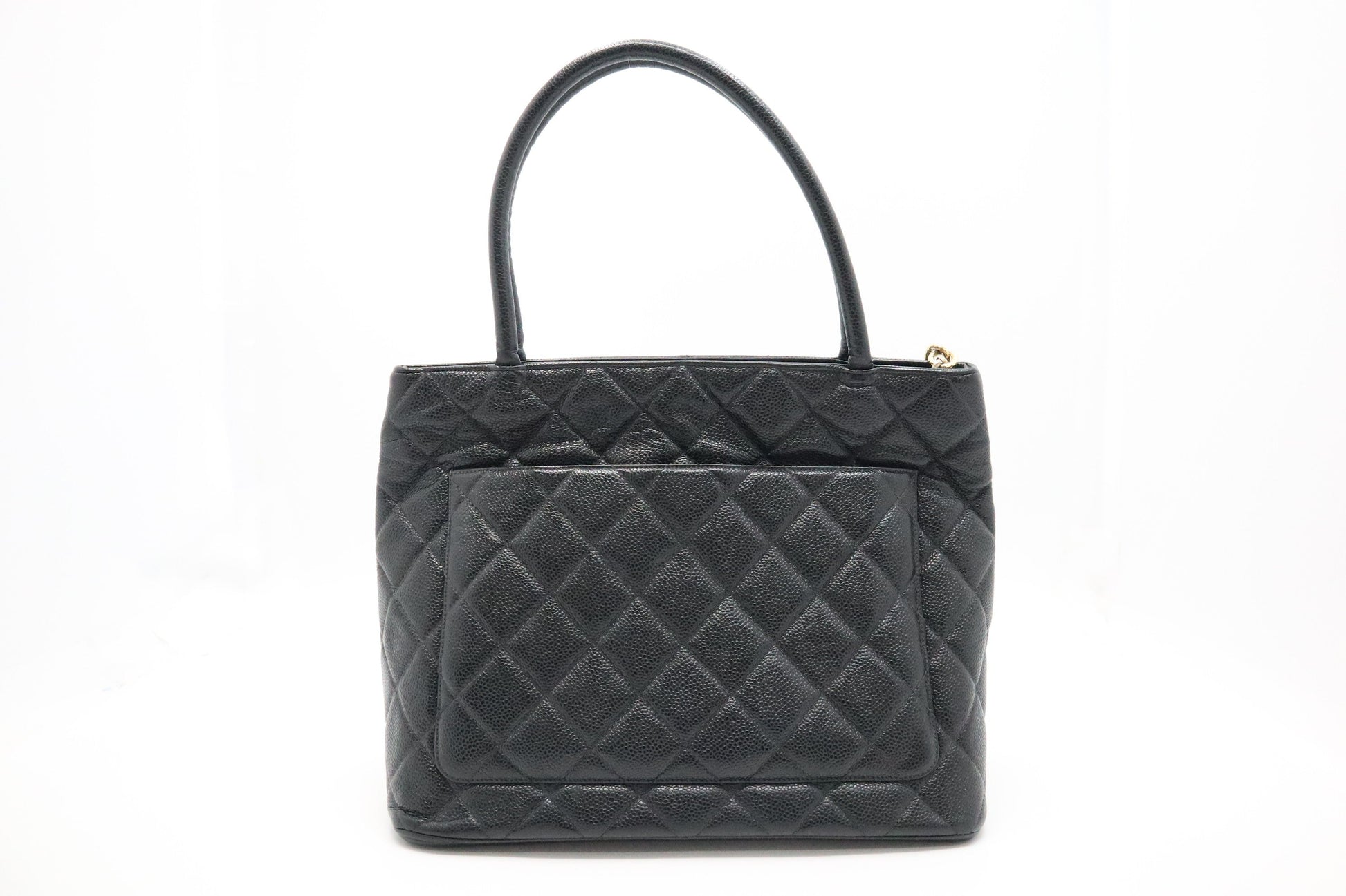 Chanel Medaillon Caviar Black Leather Tote Bag
