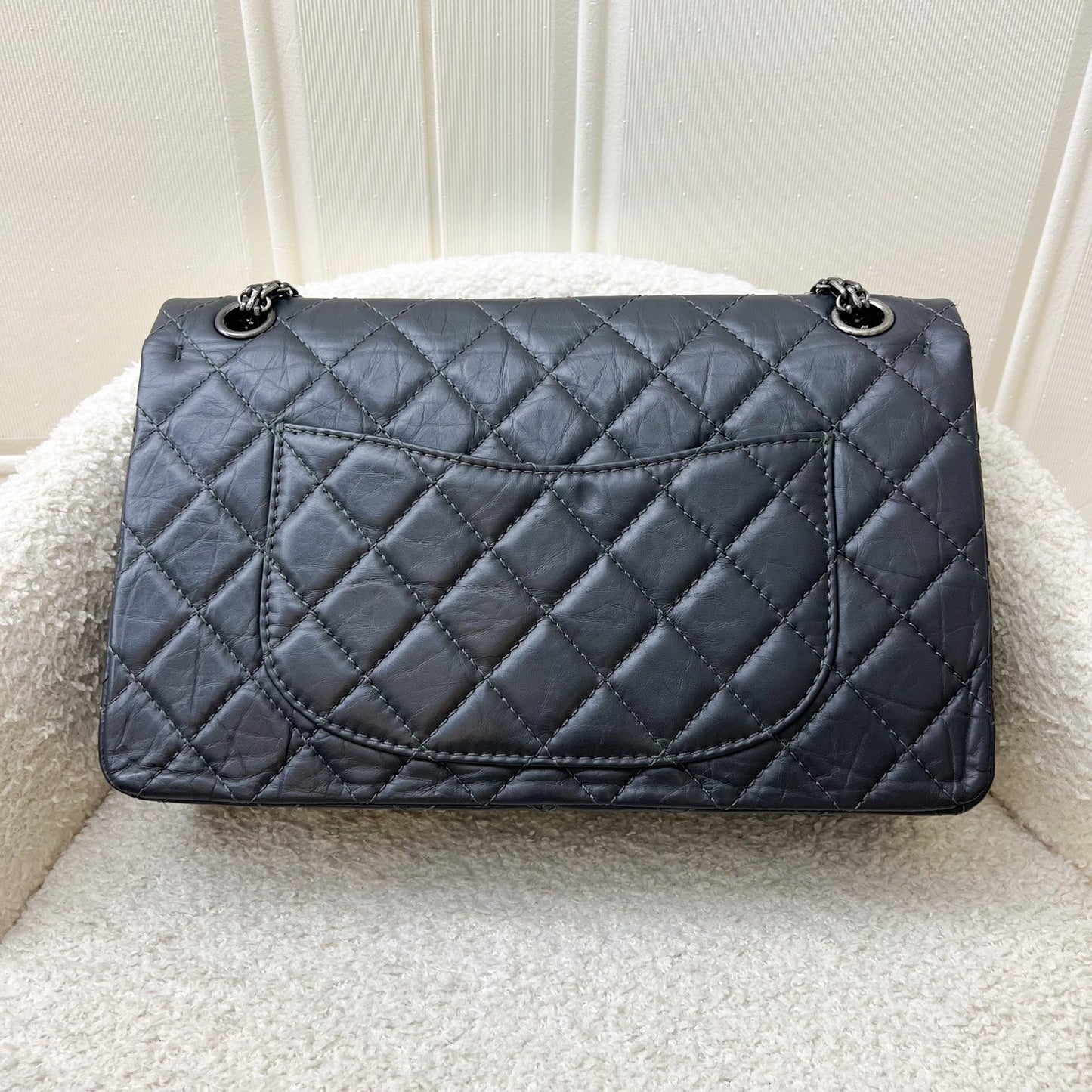 Chanel Large 2.55 Reissue Flap In Charcoal Grey Distressed Calfskin And Rhw Bag