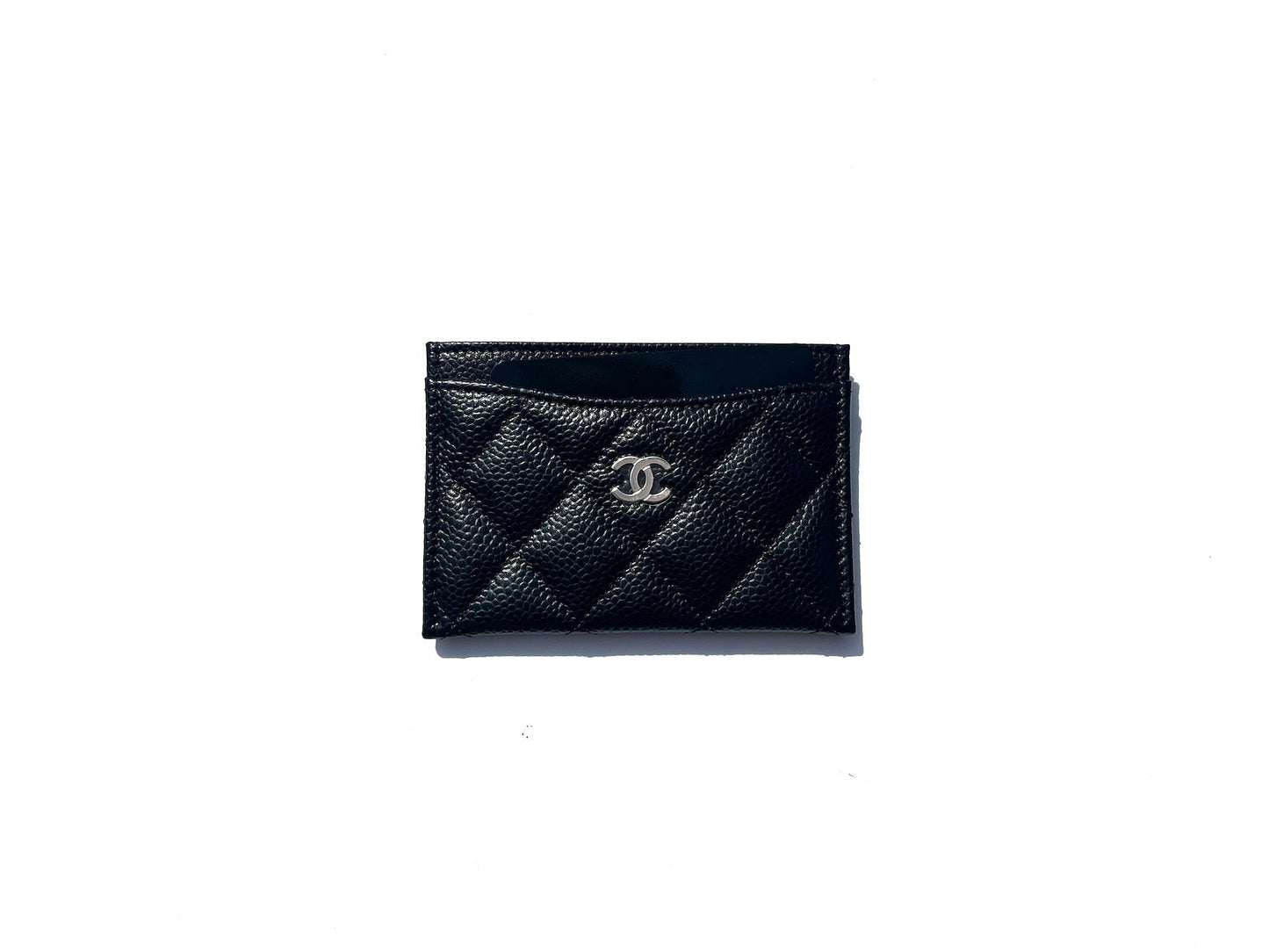 Chanel 2022 Black Caviar Quilted Card Holder Case Handbag