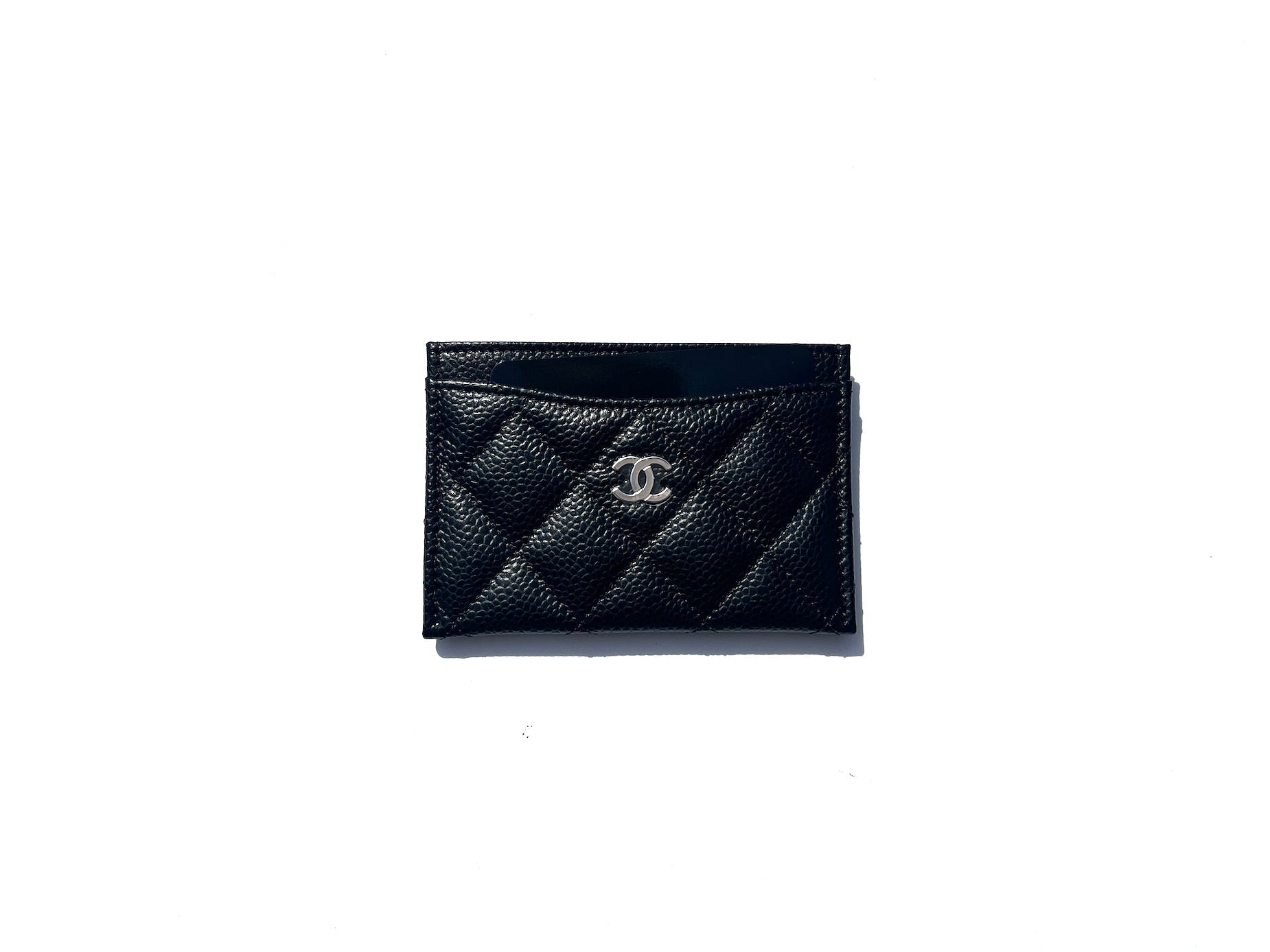 Chanel 2022 Black Caviar Quilted Card Holder Case Handbag