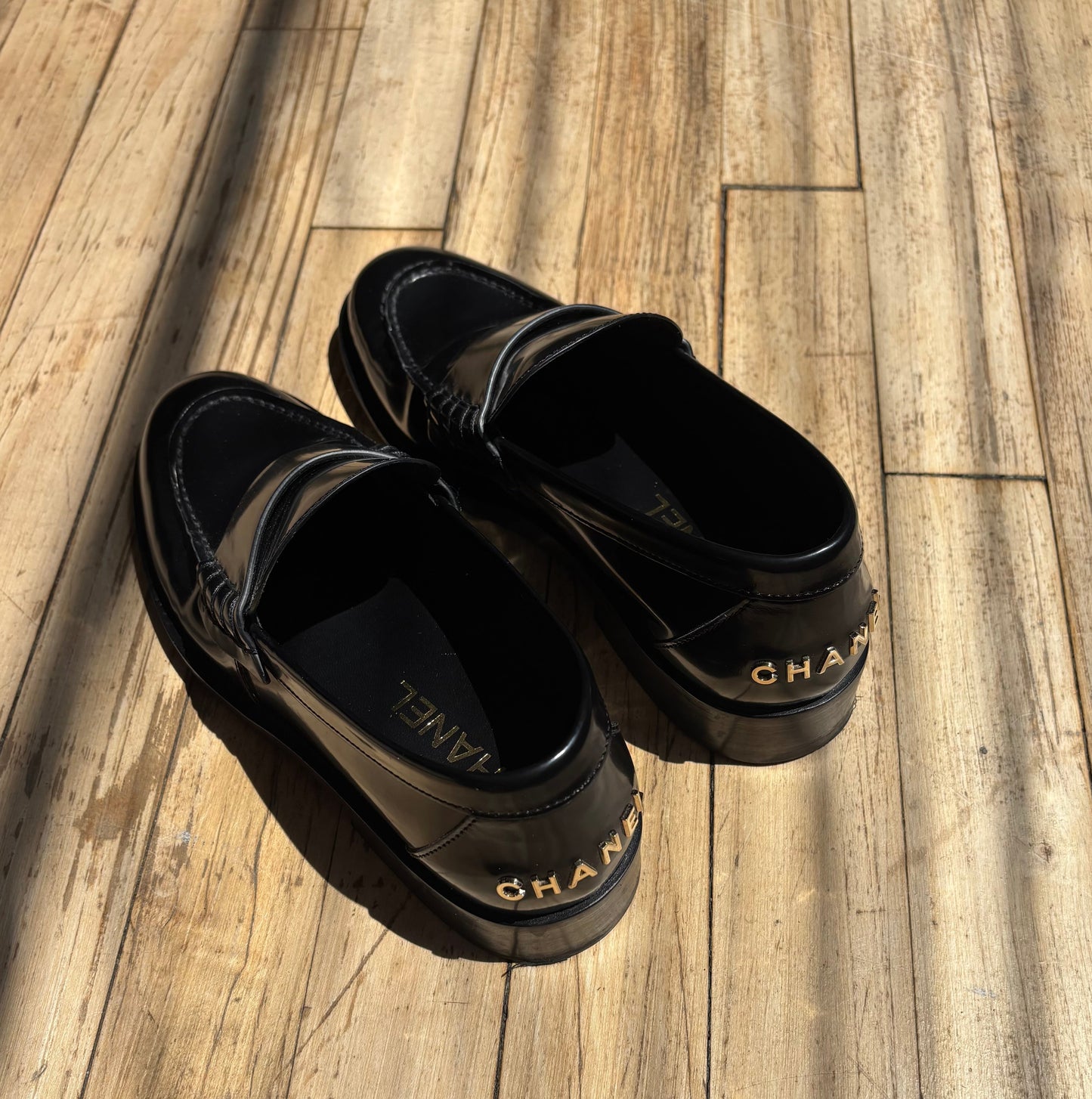 Chanel Logo Heel Loafers Women's