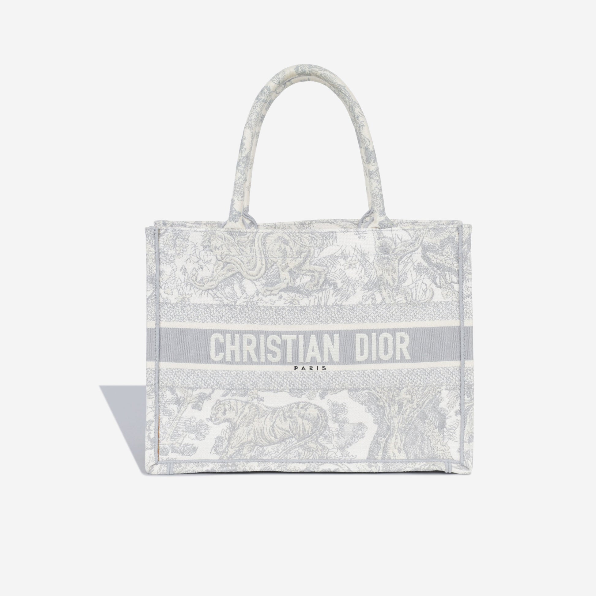 Dior Christian Book Tote Grey Toile Du Jouy Gray Small Tote Bag