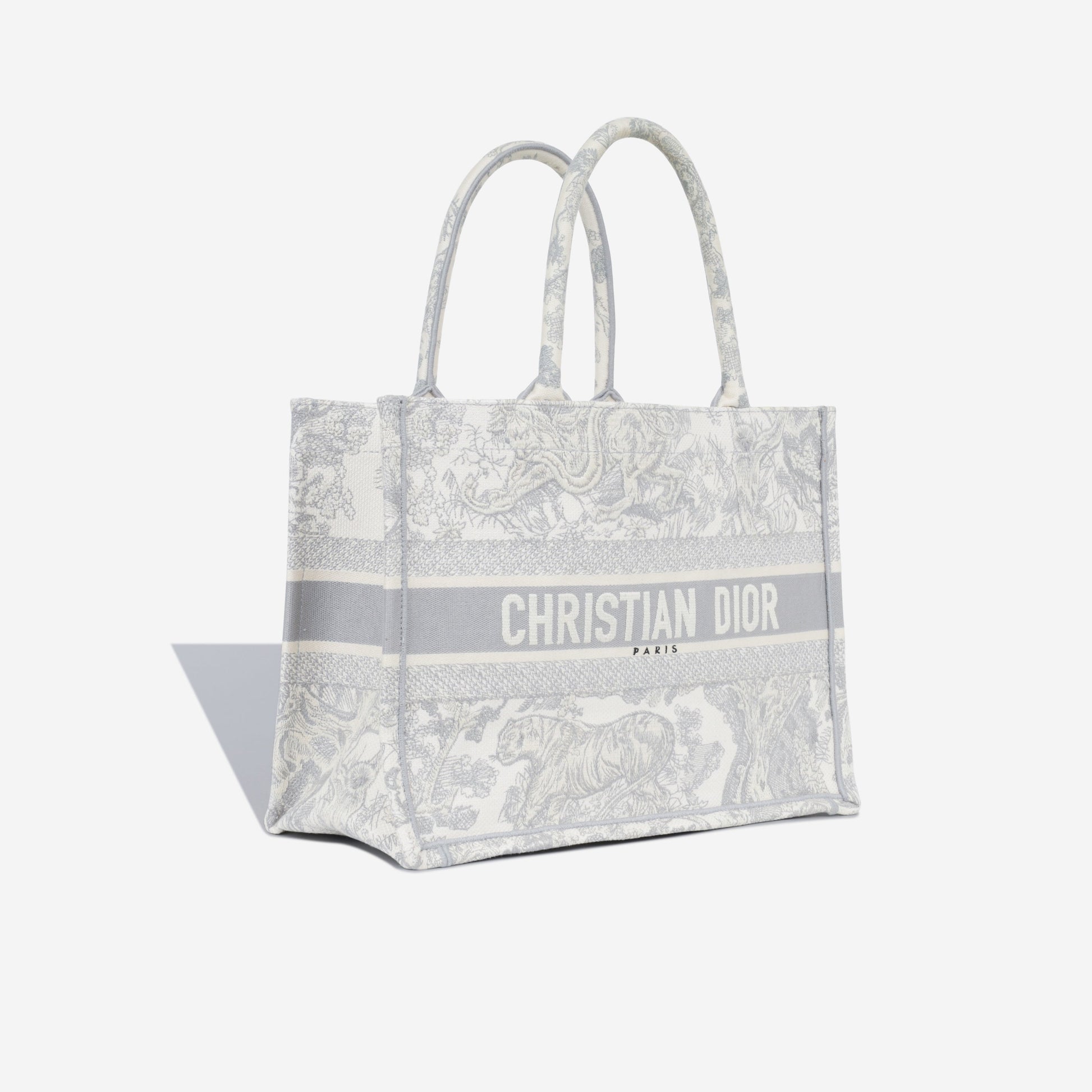 Dior Christian Book Tote Grey Toile Du Jouy Gray Small Tote Bag