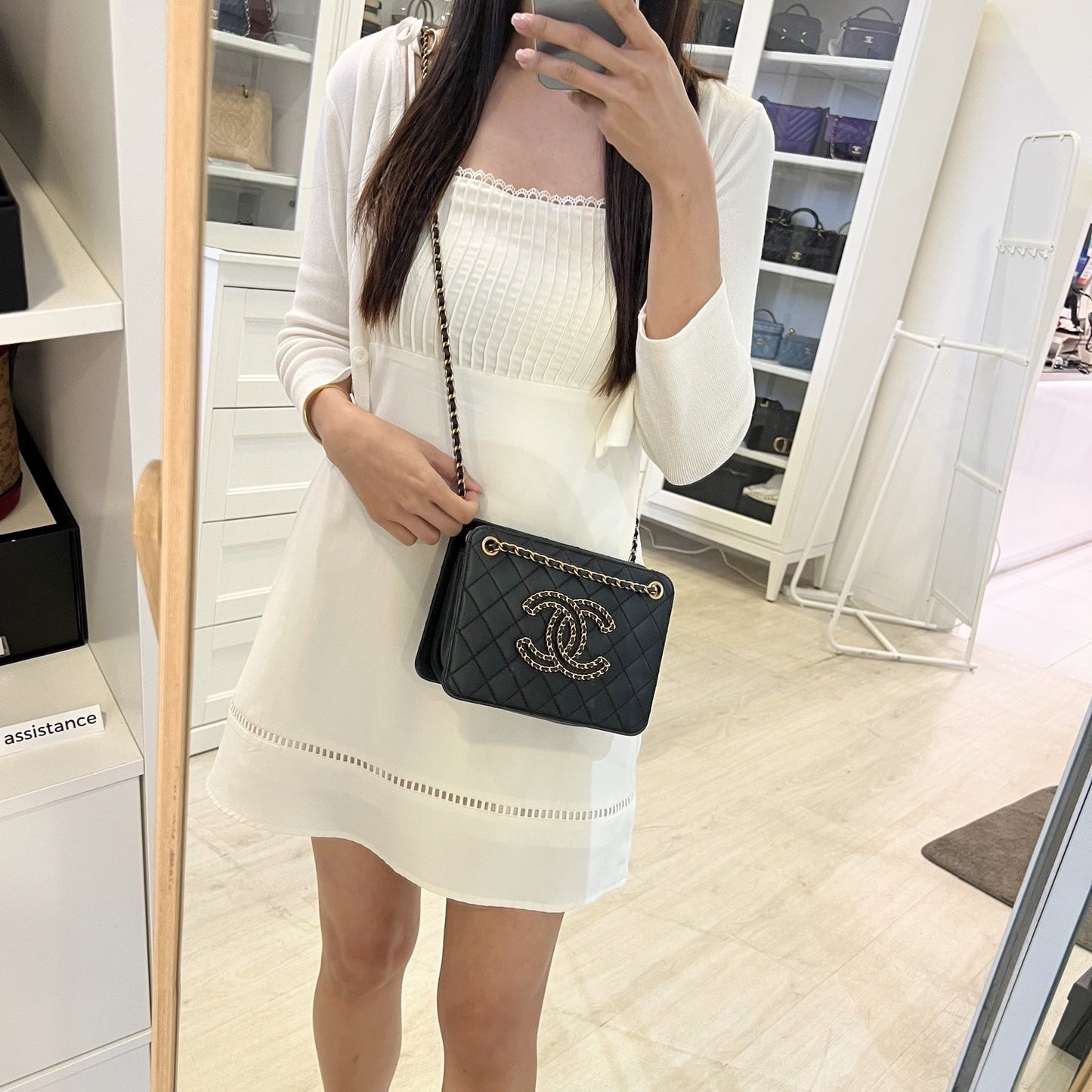 Chanel Mini Accordion Tote in Black Lambskin and Aghw ( )