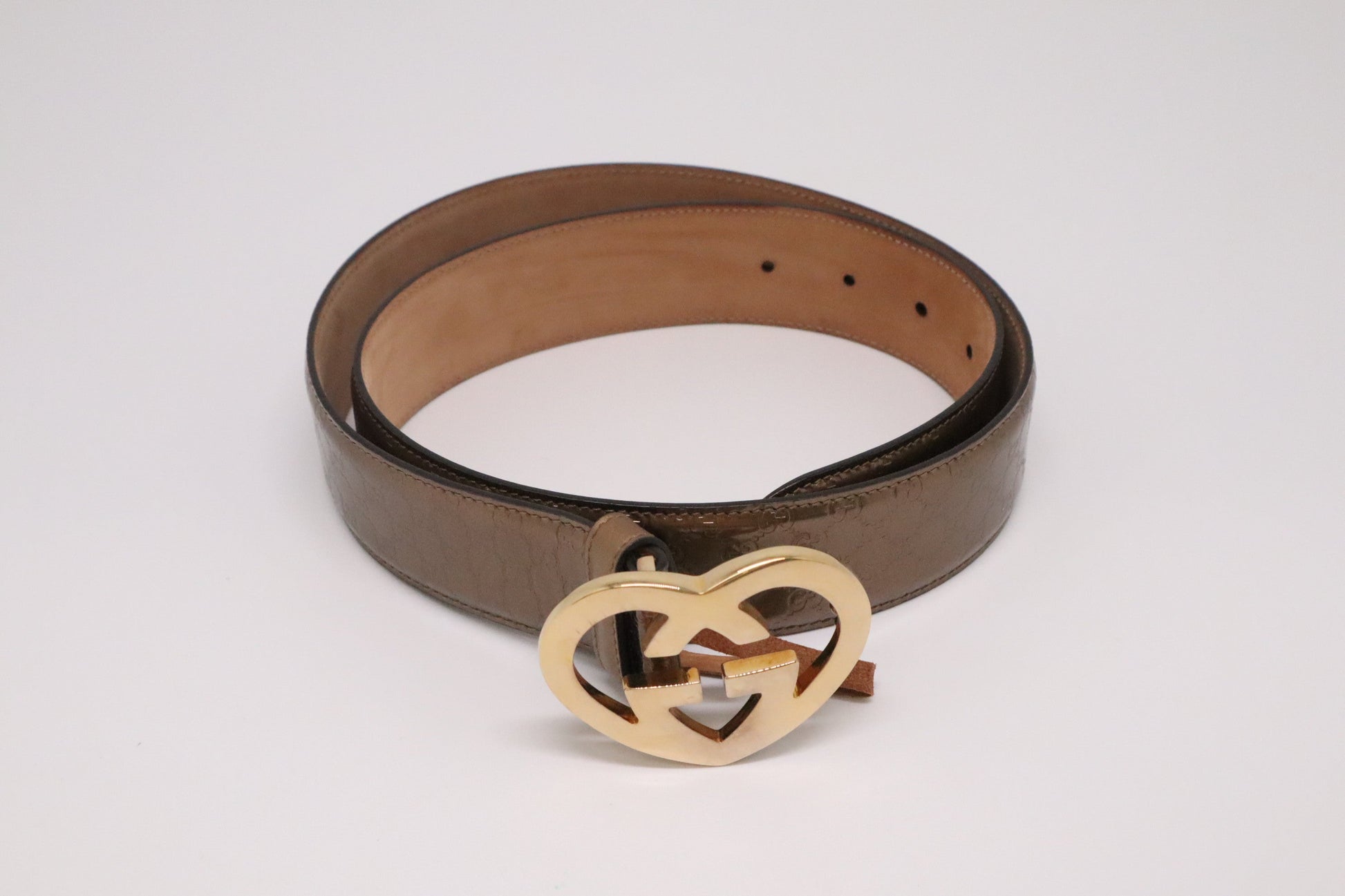 Gucci Heart Leather Patent Brown Belt