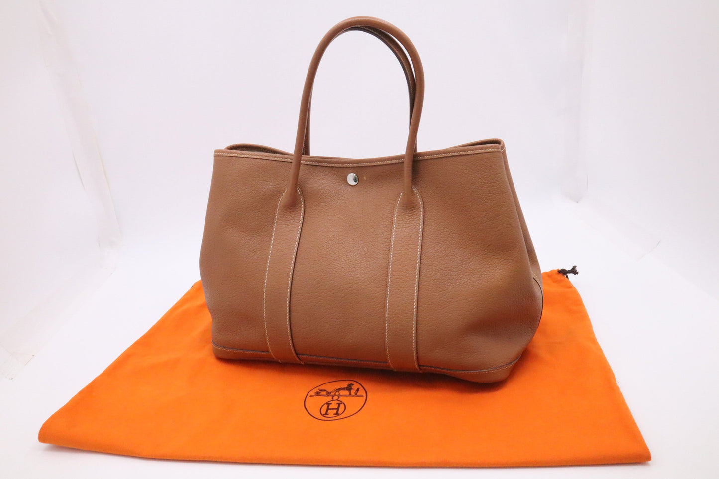 Hermes Garden Party In Handbag Leather Brown Travel Bag