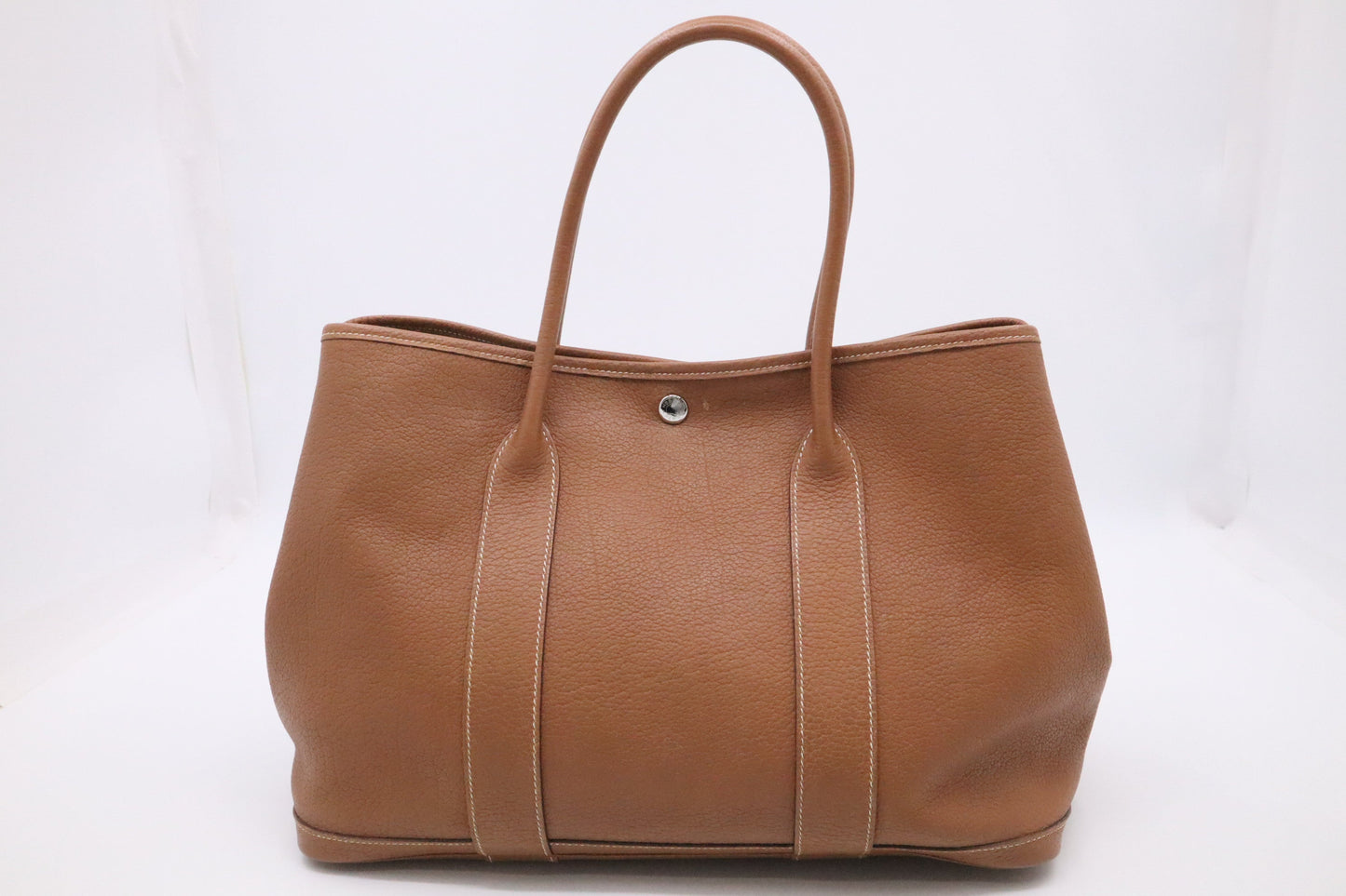 Hermes Garden Party In Handbag Leather Brown Travel Bag
