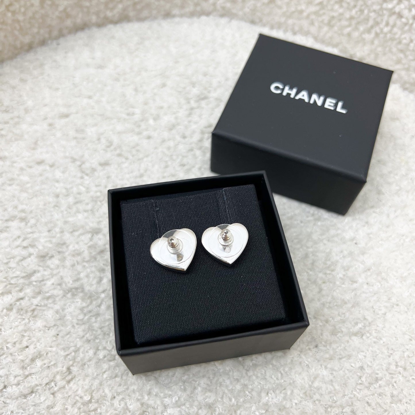 Chanel Heart and CC Earrings with Crystals in SHW