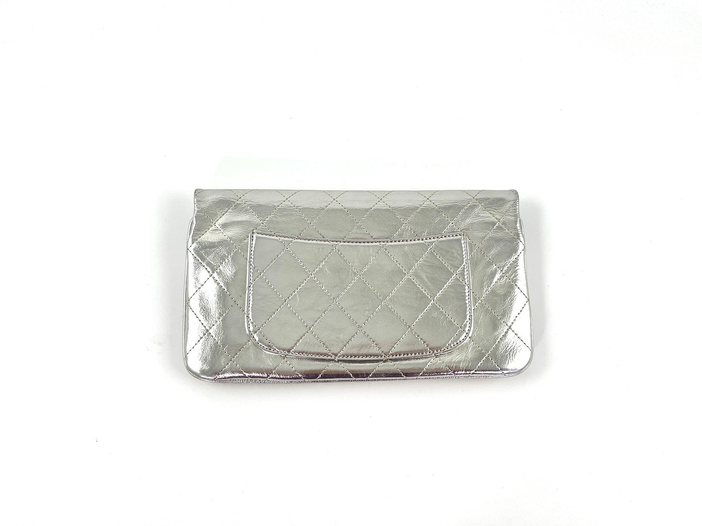 Chanel 2019 Silver Gold Metallic Quilted 31 O Case Flap Clutch Bag