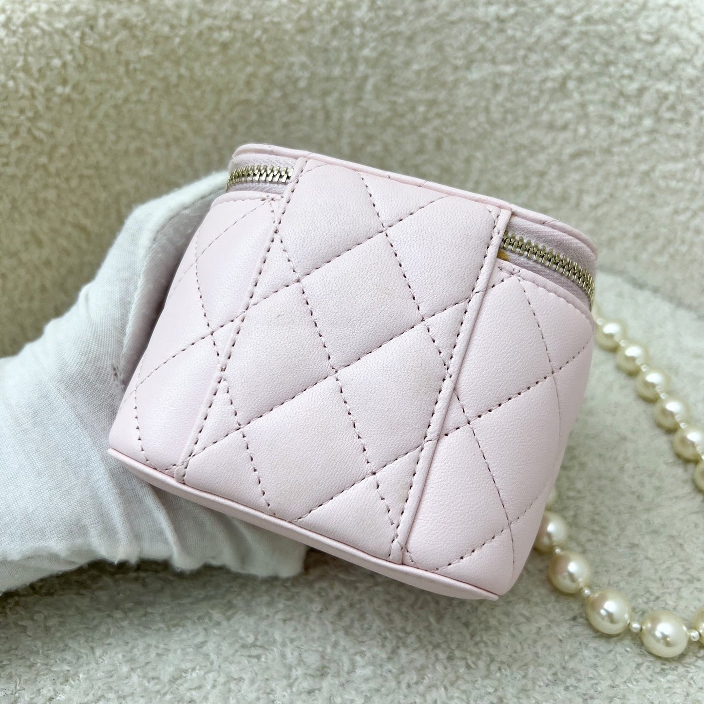 Chanel Mini Vanity with Pearl Chain in Pink Lambskin and Lghw ( ) Handbag
