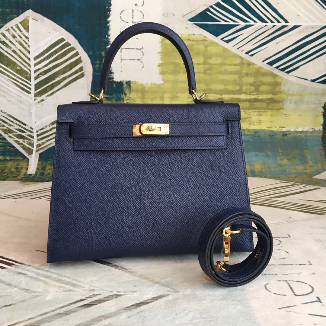Top Quality Kelly Bleu Cherve Bag With Gold Shoulder Bag