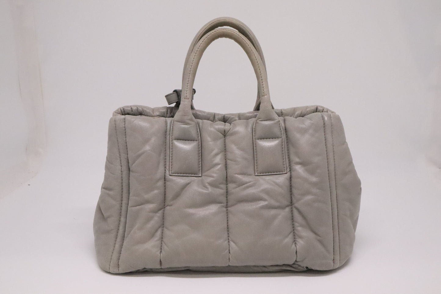 Prada Bomber Tote In Gray Nappa Handbag Leather Medium Tote Bag