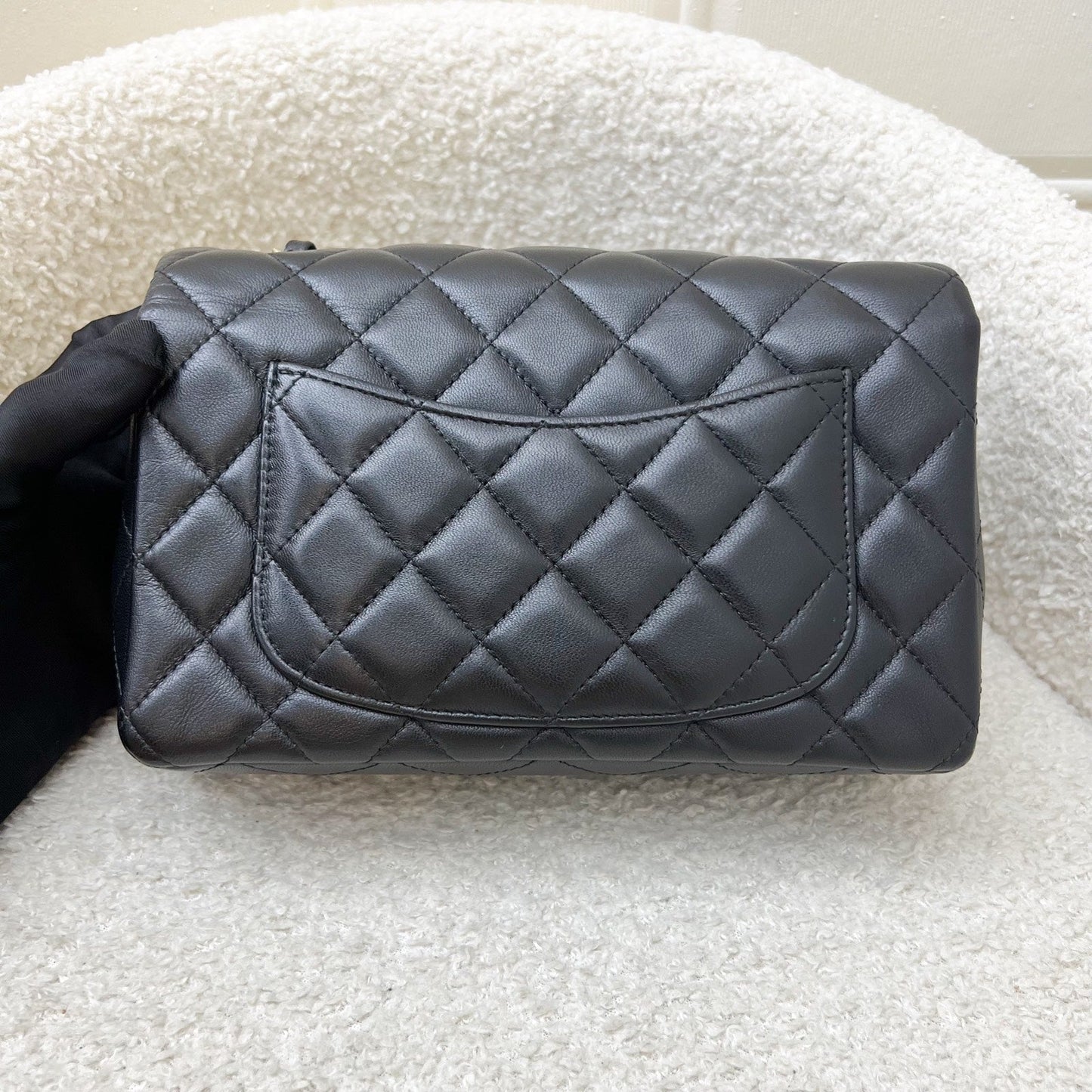 Chanel Classic Mini Rectangle Flap In Black Lambskin And Ghw Bag